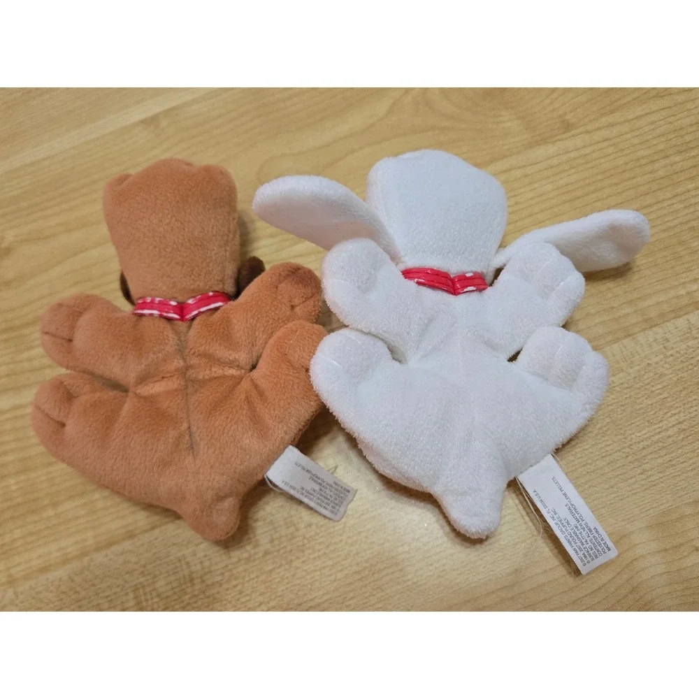Vintage 2007 Pound Puppies Plush Set Tan Brown White Spotted Dog 6‎ Inch 2pc
